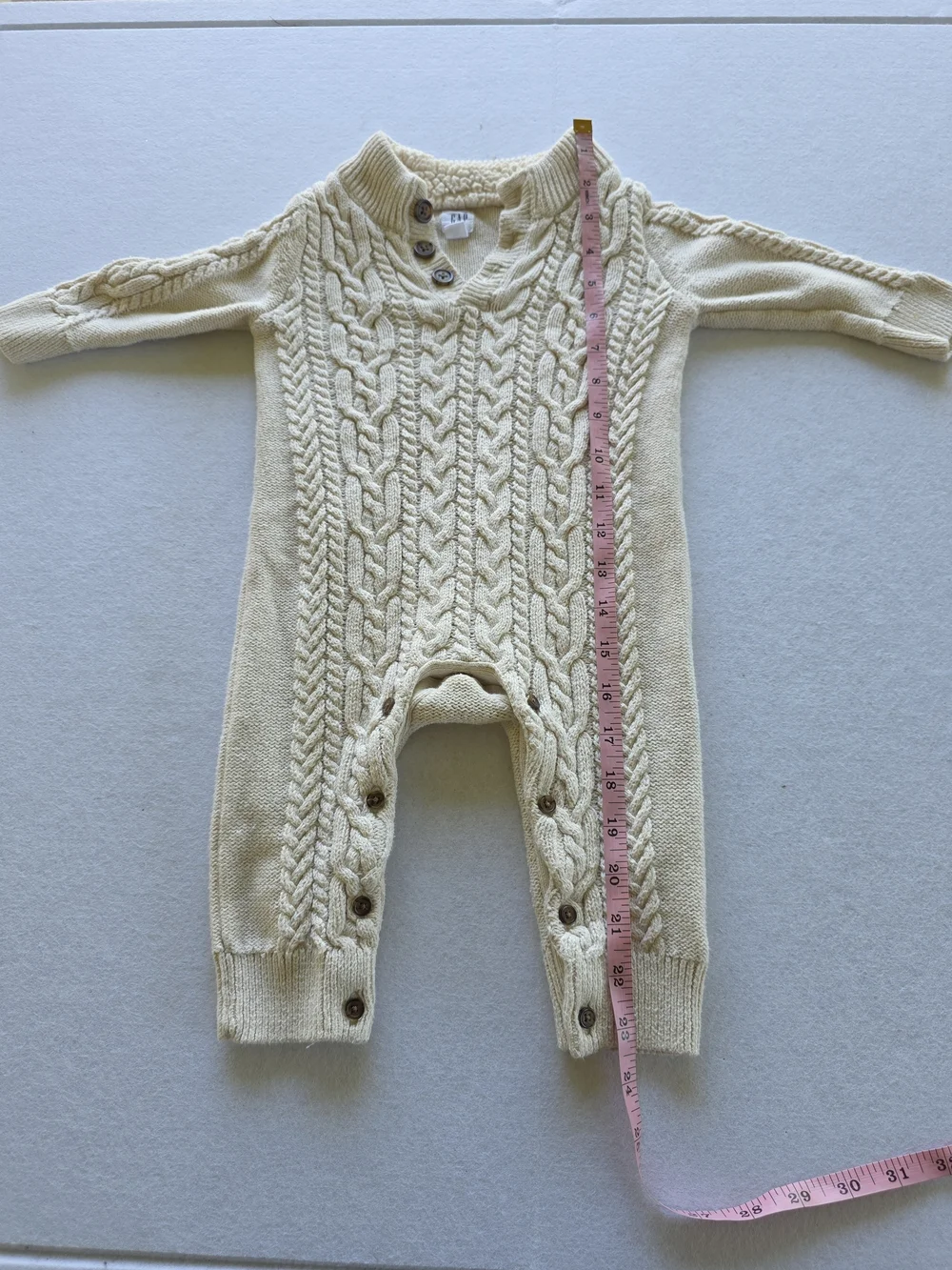 GAP Unisex Cream Cable-Knit Baby One-Piece Romper